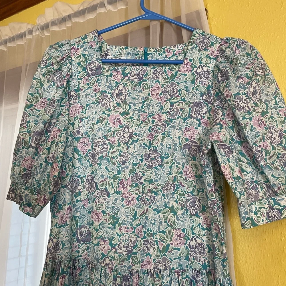 SOLD-Vintage 80s Laura Ashley Cotton Floral Dress - Picture 2 of 5